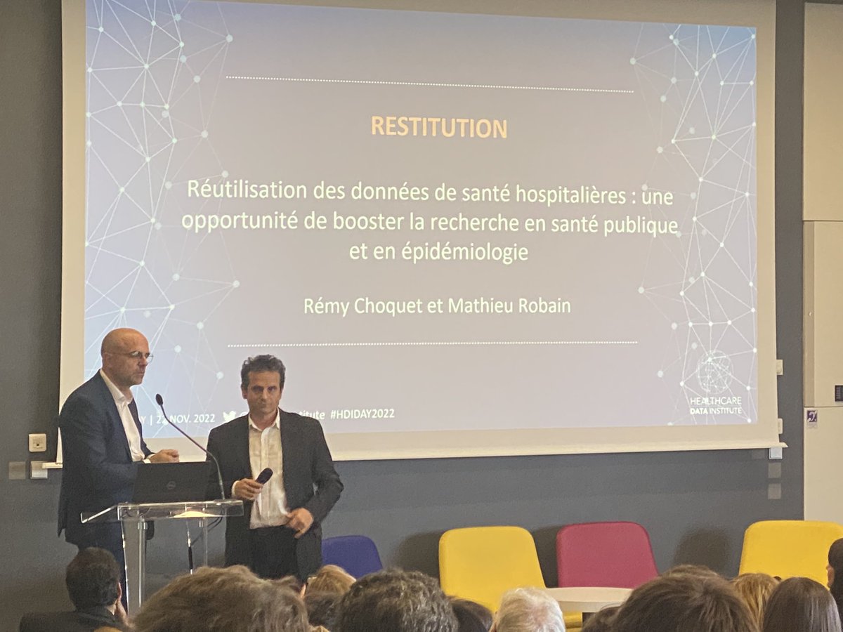 eVeDrugClaude's tweet photo. @HCDataInstitute
@remychoquet et Mathieu Robain :
👉 Une constatation : Des #data très éclectiques : Dossiers médicaux / imageries / comptes rendus ... et des formats structurés ou non, propriétaires ou non
👉 Un défi : Comment les partager ?
#HDIDay #IA #data #algorithms https://t.co/UuvzXp0K9G