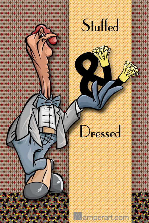 ChazDeSimone's tweet photo. #63 Stuffed &amp; Dressed - https://t.co/UW34MIQ6j4 Here's Mr. Thomas T. Turkey serving YOU the appetizers this Thanksgiving. Make your own placeholder cards with this artwork (download template and print). https://t.co/4b51GxafFZ