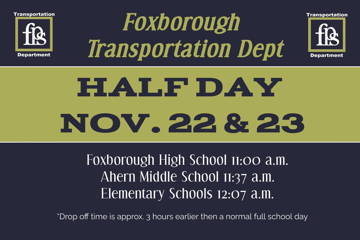 Just a reminder - Bus times change for early release