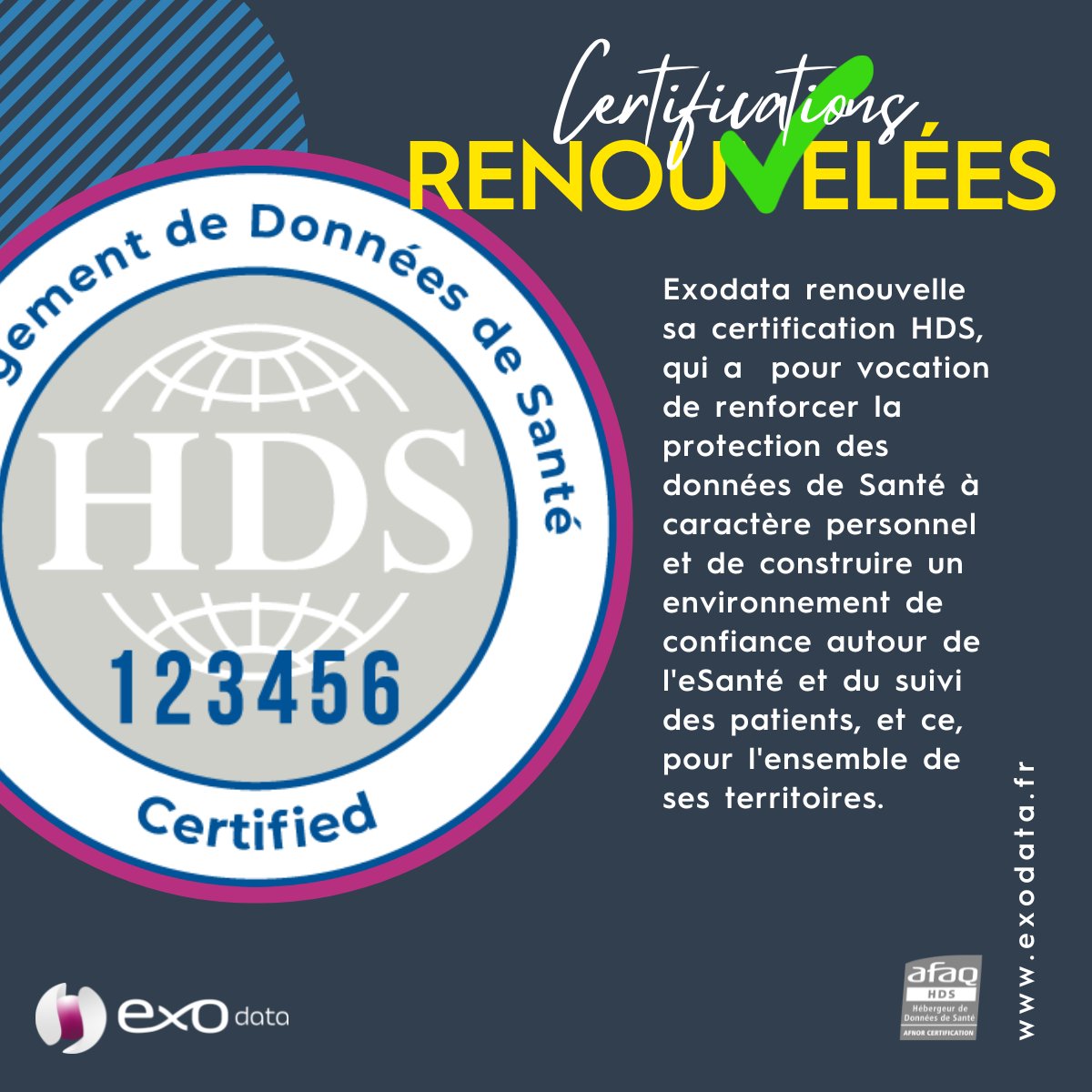 ExodataGroup's tweet photo. Exodata est fière de vous annoncer que nous avons renouvelé l'ensemble de nos certifications, pour l'ensemble de nos territoires ! Bravo à toutes les équipes pour leur implication et leur engagement à offrir à nos clients une qualité de service optimale ! https://t.co/H2L6o4yOmN