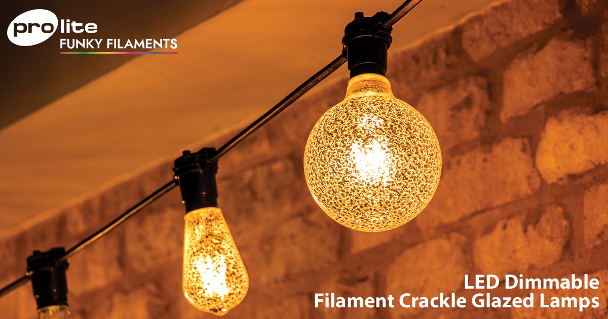Style your home ready for Winter with Prolite’s range of LED Dimmable Crackle Glazed Lamps! Decorative mirrored crackle glazed effects offer an attractive light with interesting shadows, perfect for a cosy winter evening indoors #prolitelamps #funkyfilaments  #vintagelighting