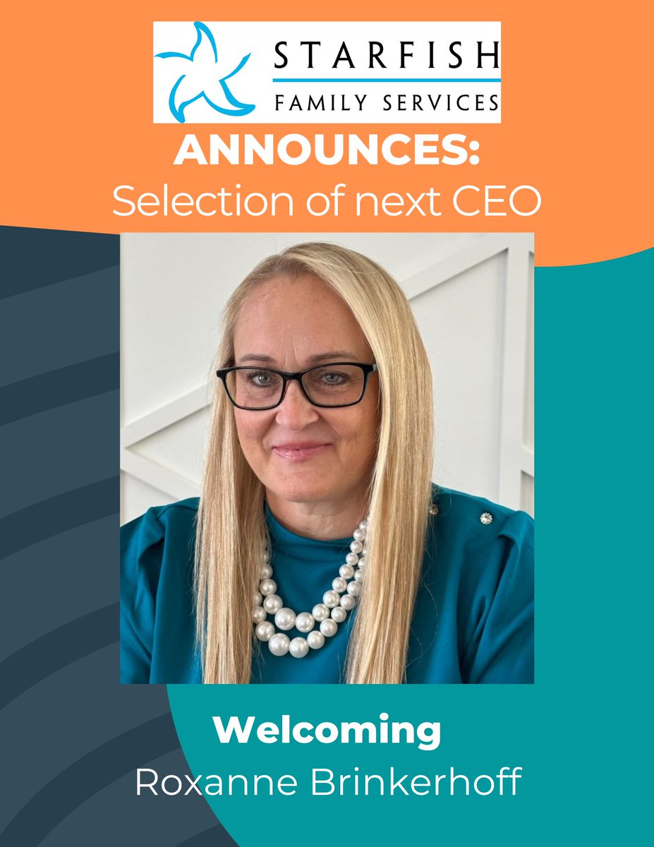 Starfish Family Services announces selection of next CEO - welcoming Roxanne Brinkerhoff! 

starfishfamilyservices.org/2022/11/starfi…