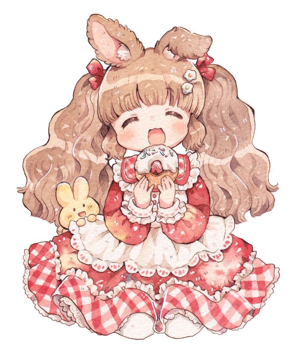 1girl twintails oven mitts food rabbit apron food-themed hair ornament  illustration images