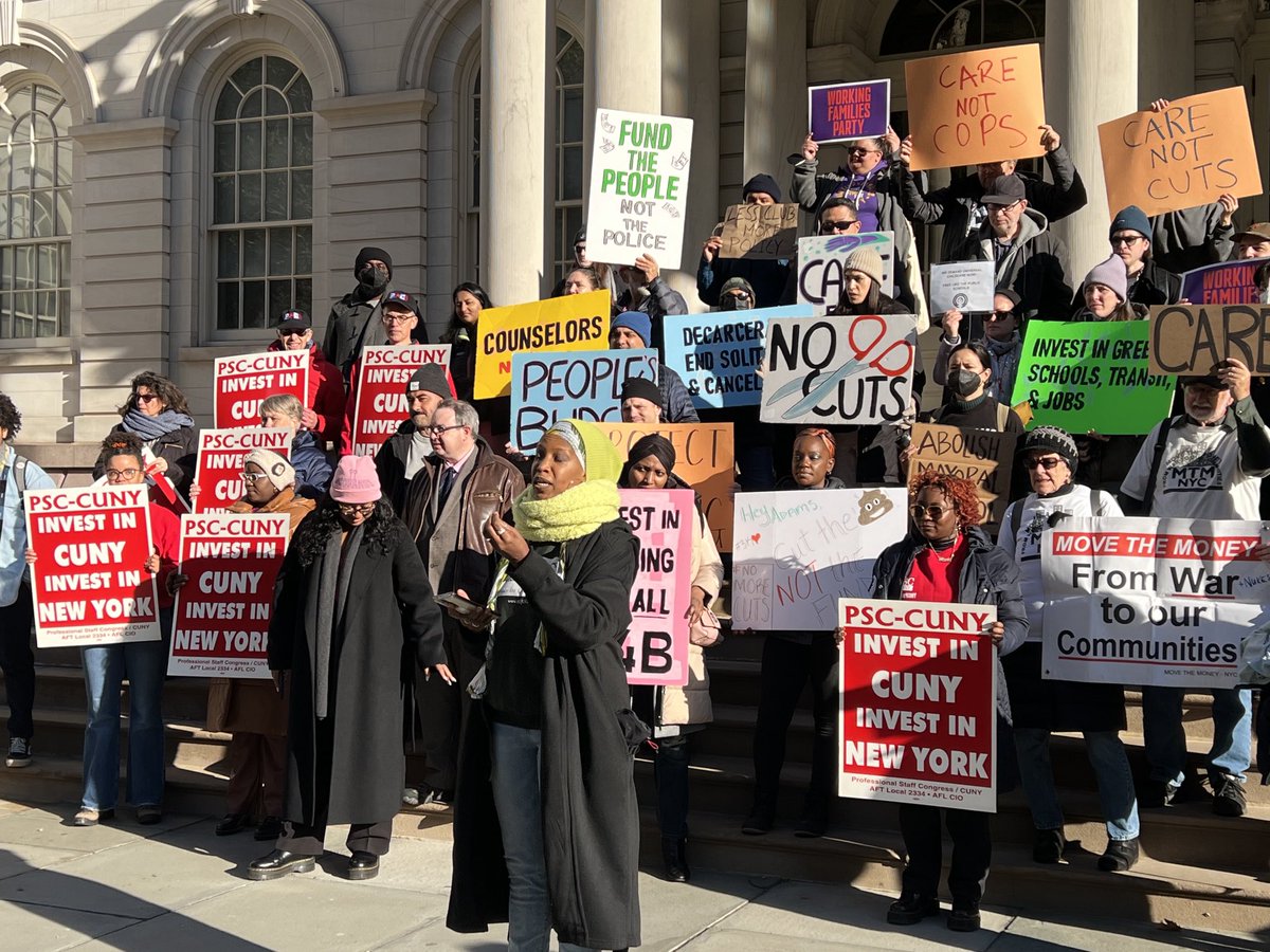 leoniehaimson's tweet image. Zakiyah ⁦@AQE_NY⁩ says we cannot cut funds desperately needed for education, housing &amp;amp; to fulfill #classsize mandate