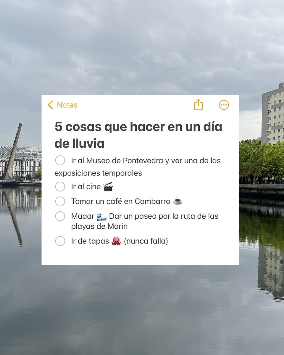 Al mal tiempo, buenos planes. ¿Nos dais más ideas? ¿Algún lugar favorito? ☕☔️

·
·

Ao mal tempo, plans bos. Dádesnos máis ideas? Algún lugar favorito?

#Galicia #Pontevedra #RiasBaixas