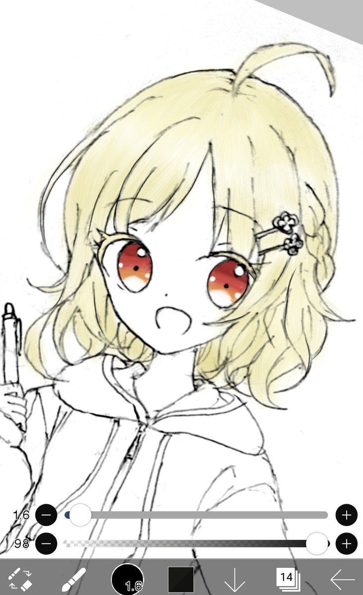 「色塗るのムズいやっぱり私にデジタルは無理なのか… 」|詩音🌸⋆*クレー愛好家のイラスト