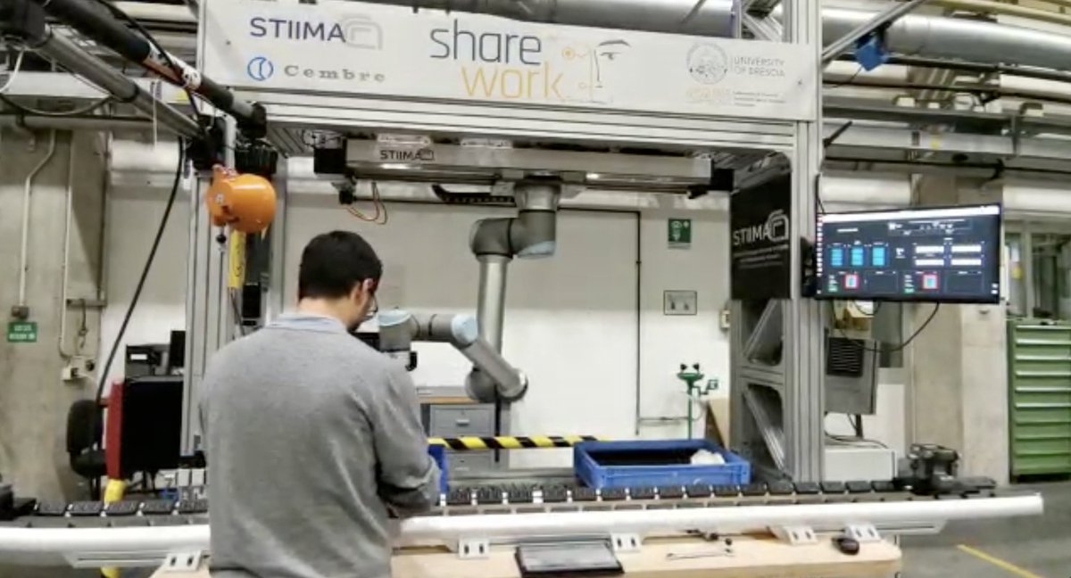 CNRPst's tweet photo. Almost ready for final review demonstration of @Sharework_EU at #CEMBRE A Human-aware Task &amp; Motion Planning for Human-Robot Collaboration in manufacturing. A CNR synergy with @StiimaCNR and @cnr_istc working together with other partners @CNRsocial_ @EFFRA_Live @eu_Robotics https://t.co/PGTqxrzBvn