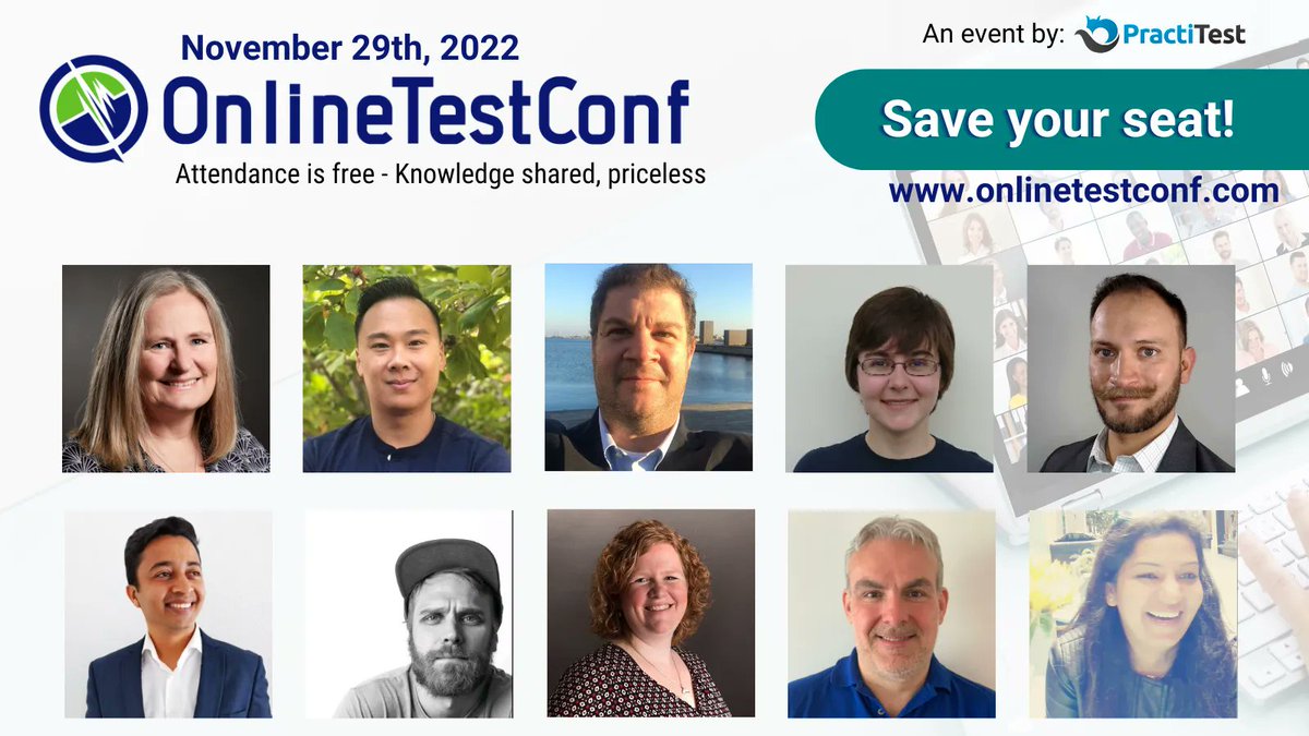 ministryoftest's tweet image. A message from @PractiTest - Last call to sign up for OnlineTestConf 2022! A full day of sessions awaits you November 29th. Sessions on: #automation, #teststrategy, test orchestration, skill sharpening, and more. All day attendance is free: buff.ly/3AjHef6