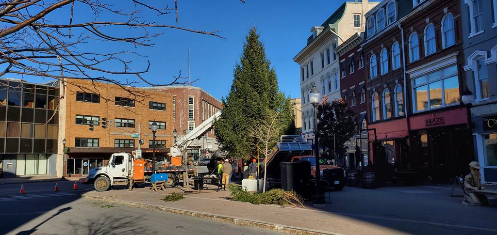 The beginning of the holiday season went up in Bangor today.