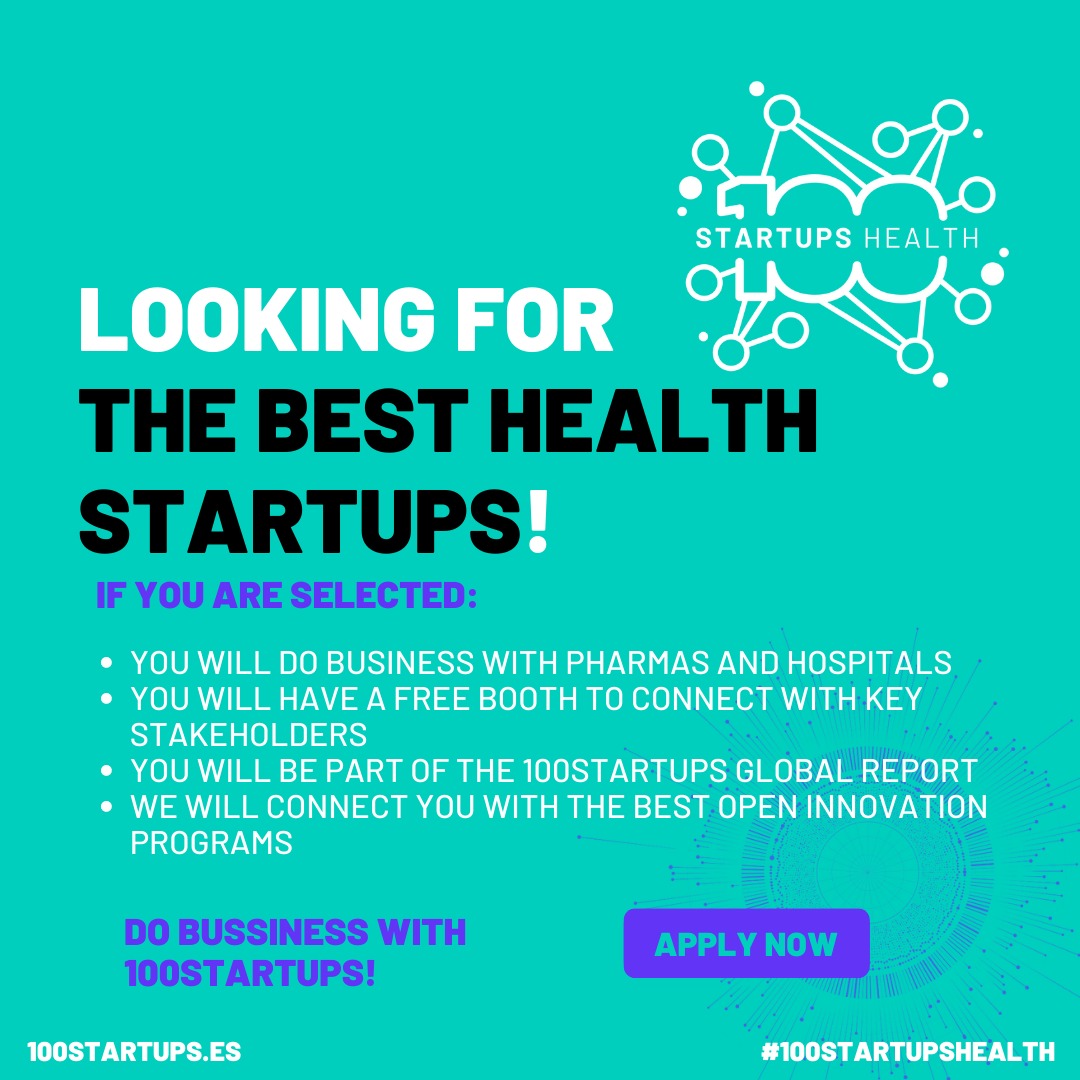 Do you want to make your startup or scaleup known among the most important health corporates❓
100startups will offer ecosystem and organizational connections towards new and business opportunities 🤝 Submit now! 
bit.ly/3XnFg7i
#startup #startups #staruplife #technology