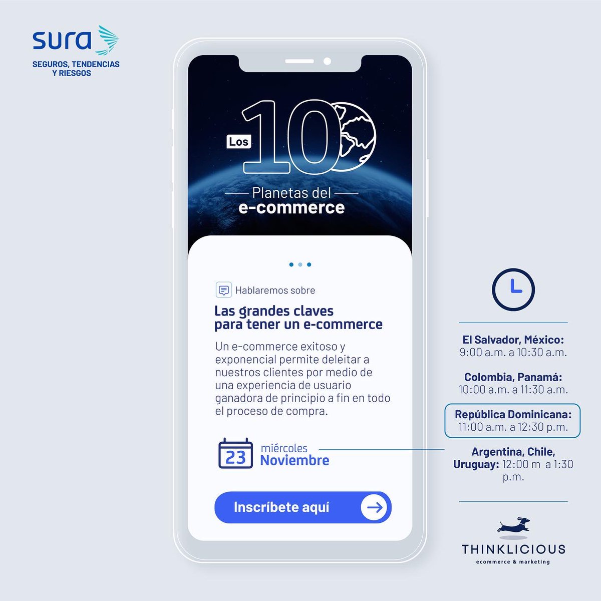 segurossurard's tweet photo. Mañana 23 de noviembre te invitamos a participar de la conversación sobre el crecimiento de un e-commerce, dirigida por la gerente de Thinklicious, Alicia Mejía. Allí podrás aprender sobre las claves para tener un e-commerce exitoso. https://t.co/OUjYQXJ6Ue