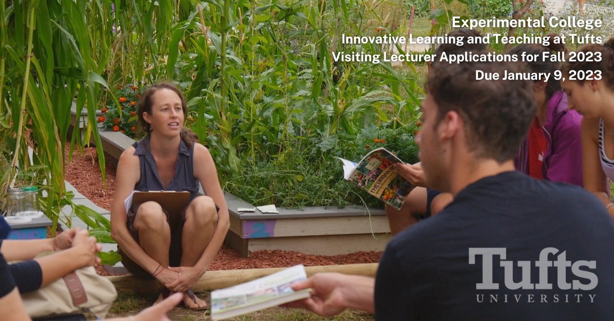 ExCollege's tweet image. Teach a course of your own design to highly motivated Tufts undergrads! Apply to be a Visiting Lecturer in Fall 2023: apply.interfolio.com/117222