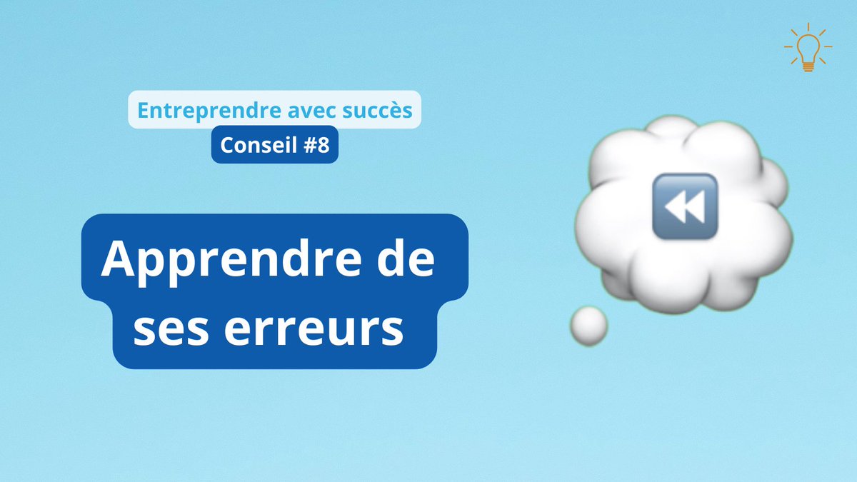 Le #conseil n°8 de <a href="/guillaumecairou/">Guillaume Cairou</a> pour #entreprendre avec #succès ? 
Apprendre de ses erreurs !⏪
Rappelez-vous que “Les échecs passés ouvrent la voie de la réussite à venir, pour qui sait tracer le chemin.” 🛤
#freelance #motivation #entrepreneuriat #solopreneur #reussite
