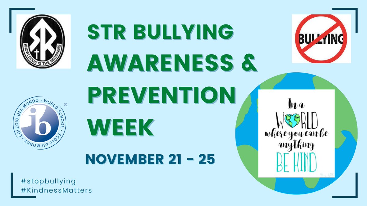 StRobertCHS's tweet photo. This week the STR community is participating in Bullying  Awareness &amp; Prevention activities. We believe that everyone should be treated with dignity and respect. Kindness matters! https://t.co/tVAOBemjQT