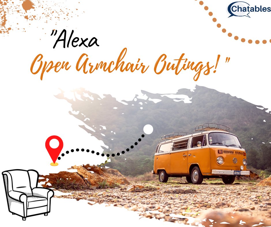StCafeAlex's tweet photo. Here’s a little secret. If you want to join me on a trip to a mystery destination, ask Alexa to “open Armchair Outings” and then request outing 41. Bring a friend! This is a journey for 2. 

#caregivers https://t.co/w85qKkRWAw