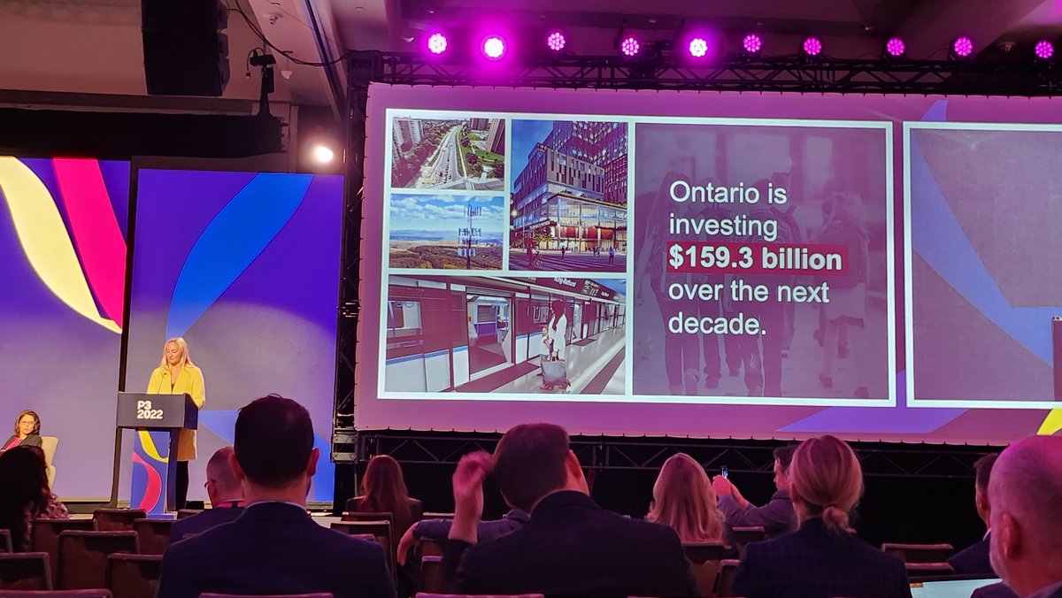 Ontario infrastructure Minister <a href="/KingaSurmaMPP/">Kinga Surma</a> wows the #p32020 audience with the scale of Ontario's transport and health plans.