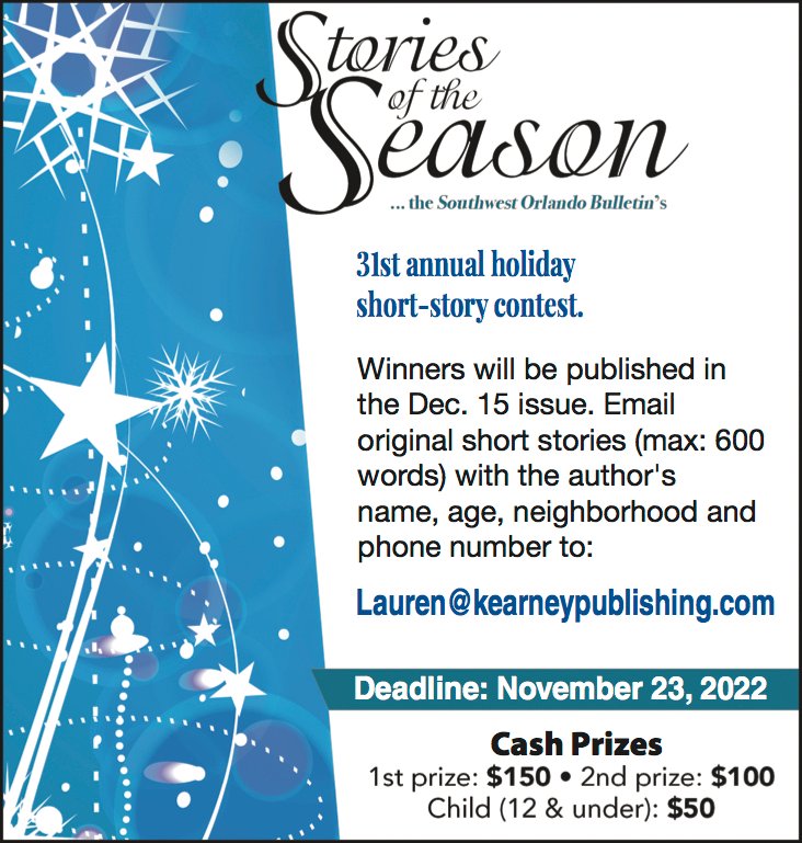 swbulletin's tweet photo. Submit a short story to win cash this holiday season! 
Stories can be either fiction or nonfiction about a winter holiday. Cash prizes will be awarded to first, second and child winners and featured in our Dec. 16 issue.
Email submissions to Lauren@kearneypublishing.com https://t.co/avkbCkmOXl