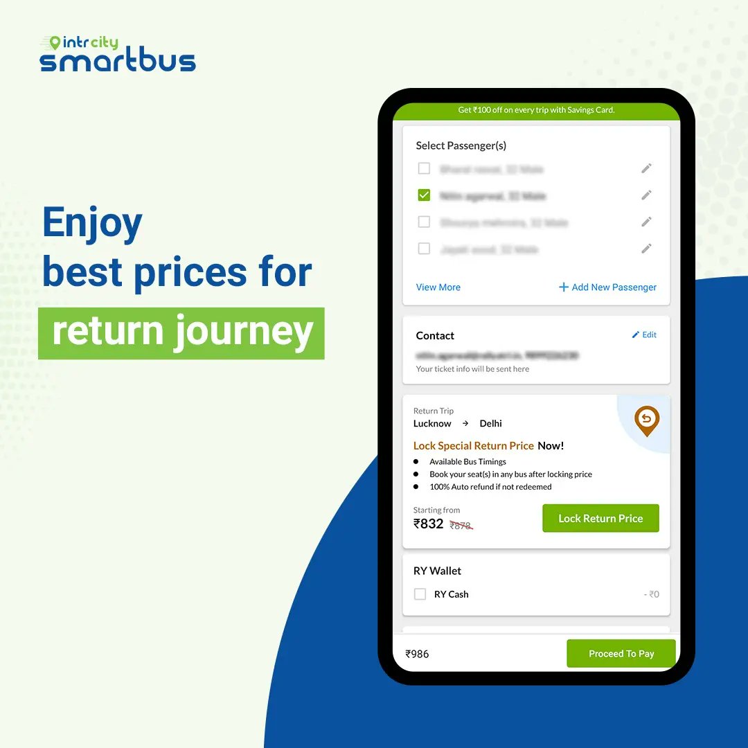 IntrCity's tweet photo. Block return tickets with our special feature to get best prices + save yourself from price rises! Also, for any changes you can either cancel with FULL refund using our Flexi Cancellation feature.
#IntrCity #ItsASmartBus #Travel #Zero #Hassles #Comfort #Full #Upgrade https://t.co/TQOKL9FHWB