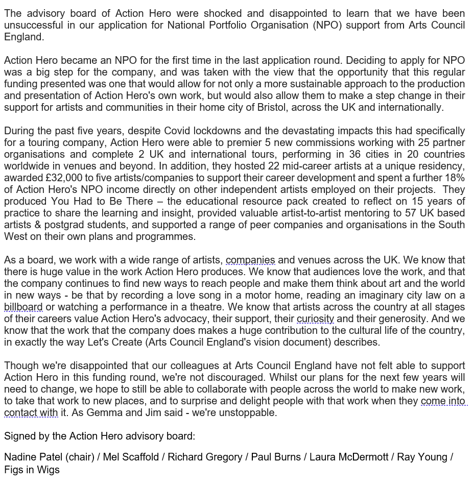 Action Hero on Twitter "A statement from Action Hero's board https//t