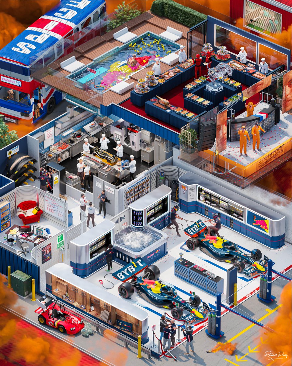 Bu sezonki Red Bull garajını anlatan bir çalışma. Detaylarda kayboldum. Muhteşem.