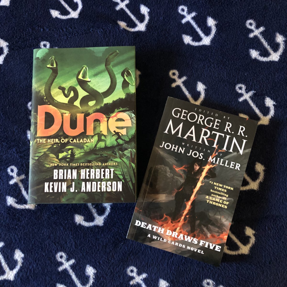 torbooks's tweet photo. The Very Happiest of #BookBirthdays to #DuneTheHeirofCaladan by @DuneAuthor and @TheKJA and #DeathDrawsFive in paperback, edited by @GRRMspeaking, written by John Jos. Miller. Add them to your shelves today! https://t.co/5o6ZCZ1bib