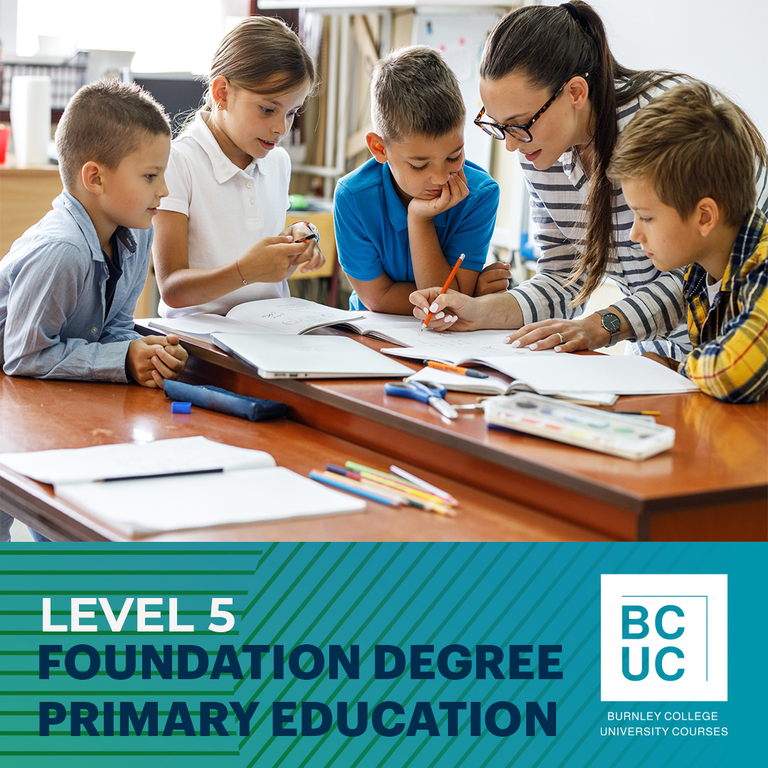 BurnleyUni's tweet photo. Start your journey &amp; share your passion for learning – all while still working. 
Our Foundation Degree in Primary Education will allow you to embark on the pathway towards teacher training. Build on your passion for teaching, creativity &amp; learning. 
https://t.co/BKFrsHMTWt https://t.co/Jsd6CRLiKW