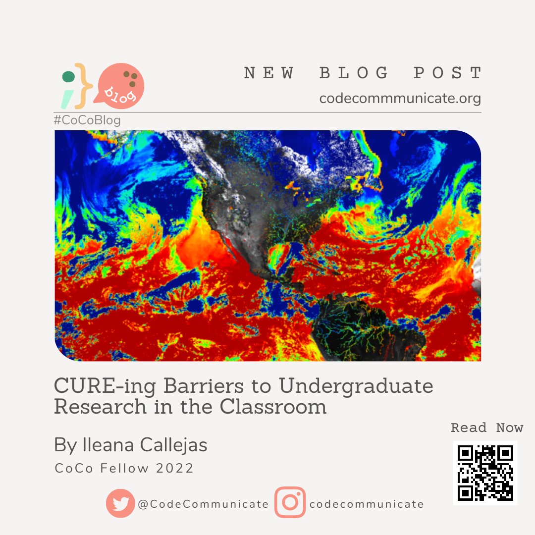 CodeCommunicate's tweet photo. #CoCoBlog 5️⃣ from the #CoCoFellow2022 series is here: CURE-ing Barriers to Undergraduate Research in the Classroom, by @IleanaCallejas. Learn to integrate #geoscience and #teaching: https://t.co/eBWhK0ClVs 🤓#englishversion #SciComm
Edited: @Mokasaurus, @rojo_vive & @gimoran https://t.co/FBC7xnEcqU