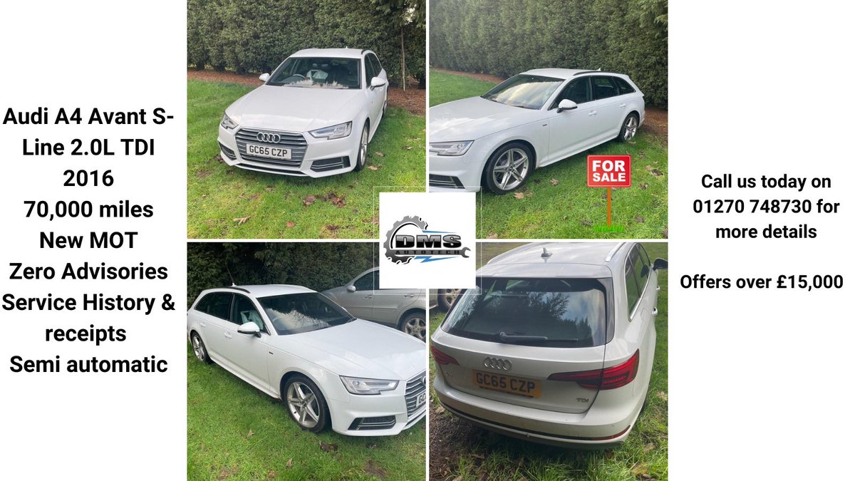 DmsAutotech's tweet image. FOR SALE - Audi A4 Avant S- Line 2.0l TDI 2016 70,000 miles new MOT zero advisories service history and receipts. Semi Automatic. Call us for more details on 01270 748730. #churchlawton #alsager #carrepairs #carforsale #audi #estate #car #whitecar #carsales #a4Sline