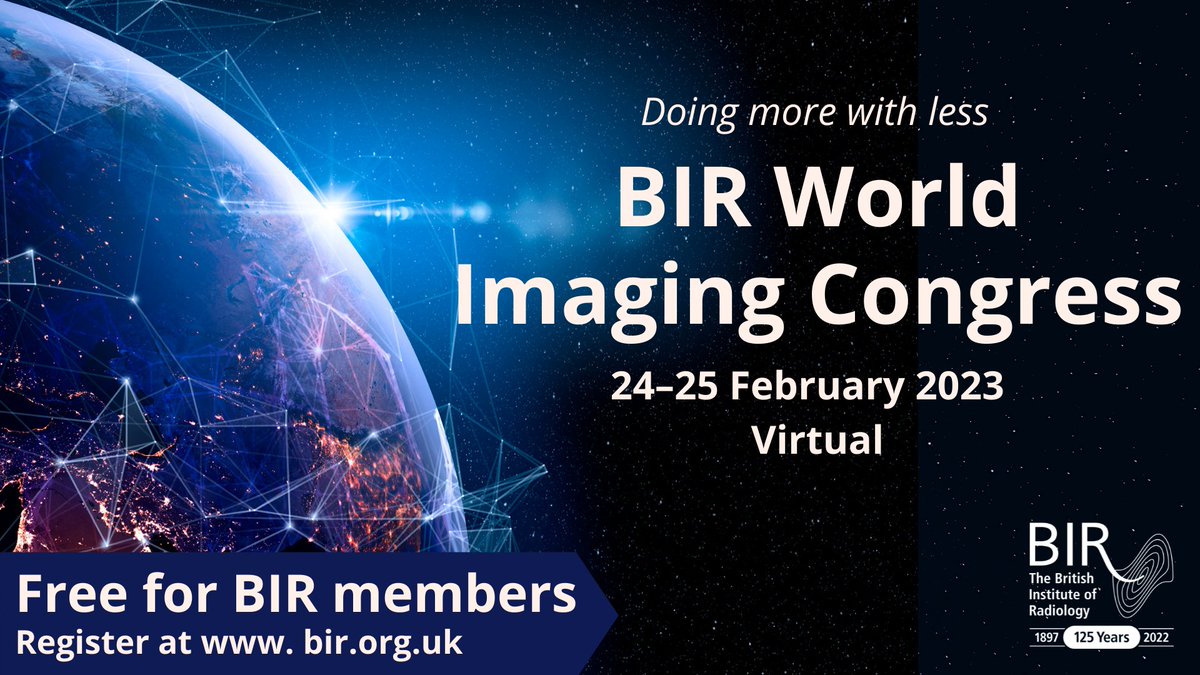 ‘Doing more with less’ is the theme of the first BIR World Imaging Congress in 2023 – we have some amazing international speakers discussing this increasingly important topic. Register now – free for BIR members! bit.ly/WIC23 #radiology <a href="/bseradiology/">BSER</a> <a href="/RCRadiologists/">The Royal College of Radiologists</a>