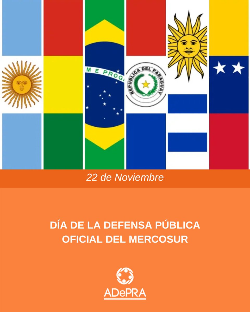 AdepraDefensa's tweet photo. Nuestro homenaje a los y las Defensores y Defensoras Públicas que en todo el MERCOSUR ejercemos una fundamental misión, que desarrollamos con trabajo, dedicación, vocación y responsabilidad
#ADePRA #derechos #Justicia #DefensaPública #Derecho #DefensorPublico #Argentina https://t.co/EQQSO2F83b