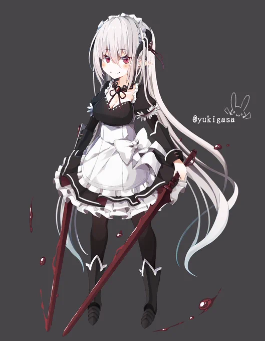 シュエ/DX3rd他"ブラム×エグザ"レネビ。吸血鬼と悪魔のハーフのレネビ少女。ぽけ～っとした性格。その出自から迫害の対象になっており、殺されそうになっていたところを今の主人に救われ、現在はメイドとして雇われている。戦闘の際は血で作り出した剣を用いて攻撃と回復を同時にこなす。 