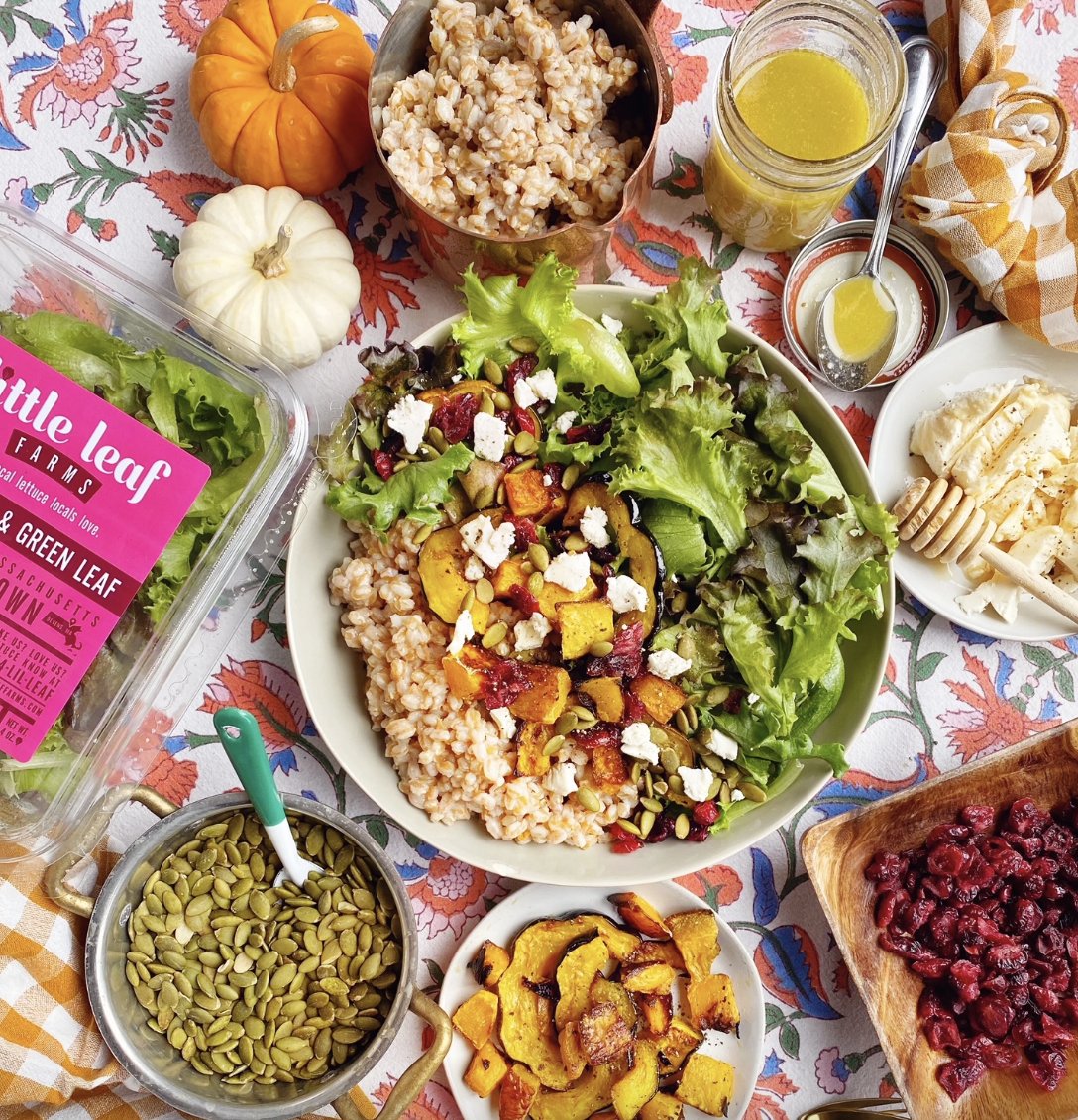 LittleLeafFarms's tweet photo. This Squash and Farro Salad with Maple Mustard Vinaigrette by @DomestiKateBlog  is perfect for your #Thanksgiving table. Find out how to make it here: https://t.co/ekgemB7f4Y

#saladrecipes #localgreens #littleleaffarms https://t.co/QIqDeRXjIs