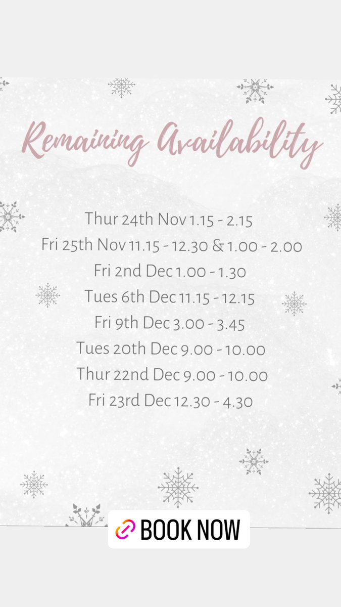 Not many apts left between now &amp; Christmas! Book now #Taunton #tauntonbeauty