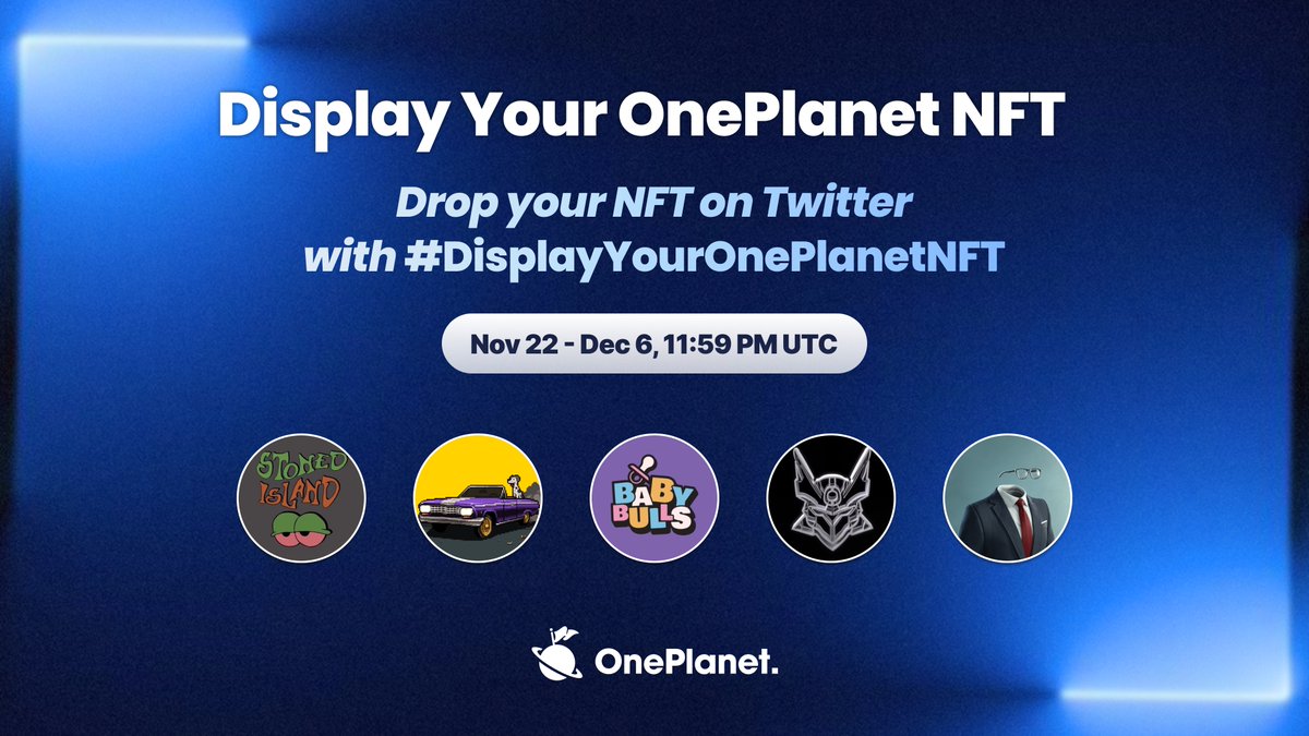 🏆Event 2: #DisplayYourOnePlanetNFT Contest

Here goes an event for you to show off your 🆕 NFTs!

Enter the contest with #DisplayYourOnePlanetNFT Tweet: 🔗gleam.io/32K8O/displayy…

Ask people to vote for your Tweet here: bit.ly/displaygallery

A lucky voter gets 100 $MATIC 🍀