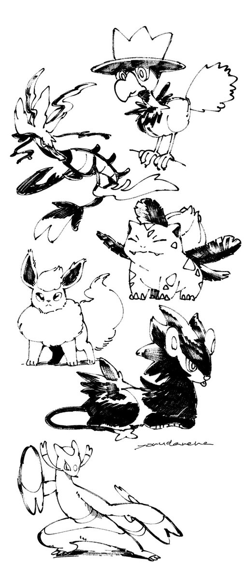 pokemon (creature) monochrome greyscale no humans standing simple background white background  illustration images
