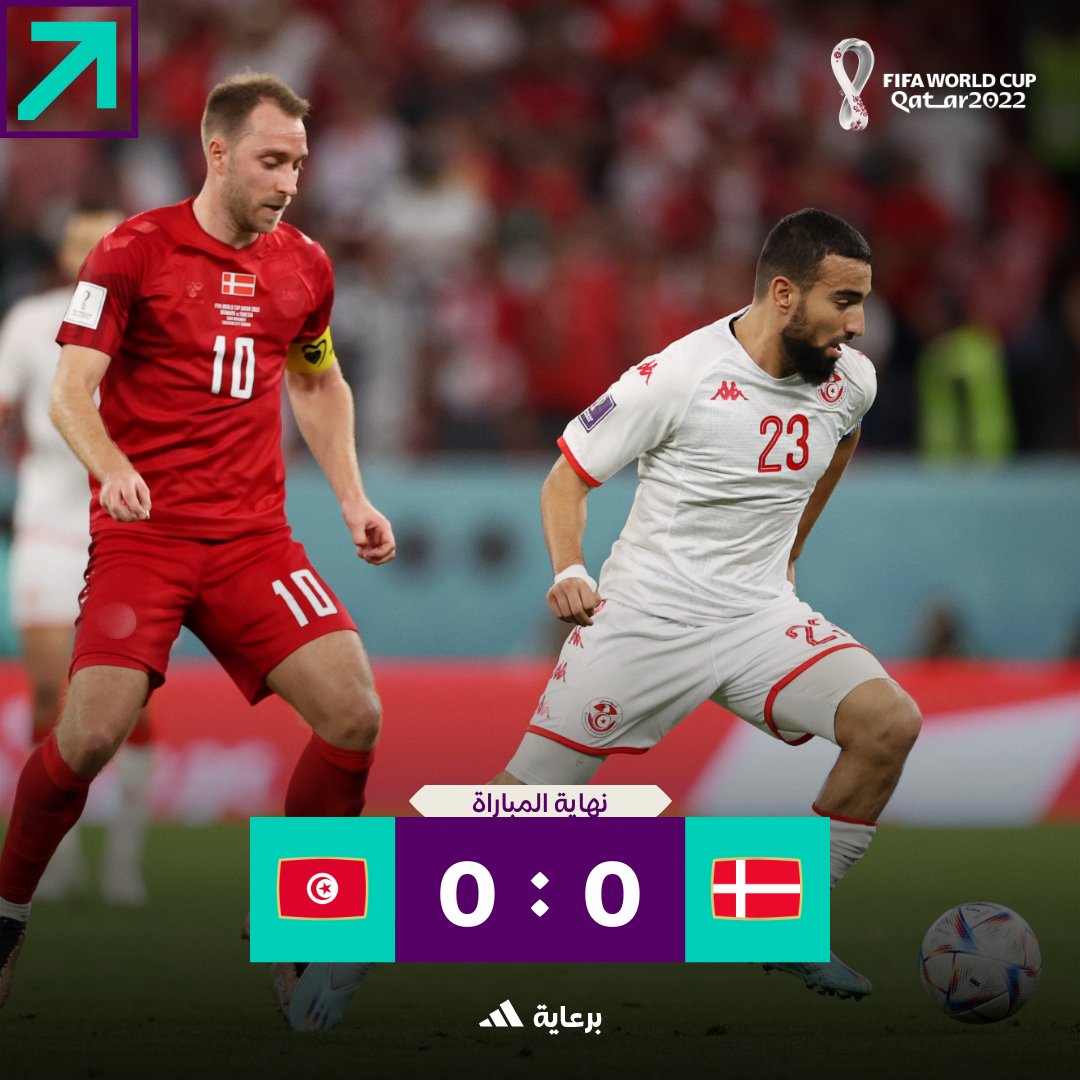 🇩🇰 0 - 0 🇹🇳

نهاية المباراة بالتعادل السلبي بين الدنمارك وتونس.

#كأس_العالم_FIFA | #قطر2022
