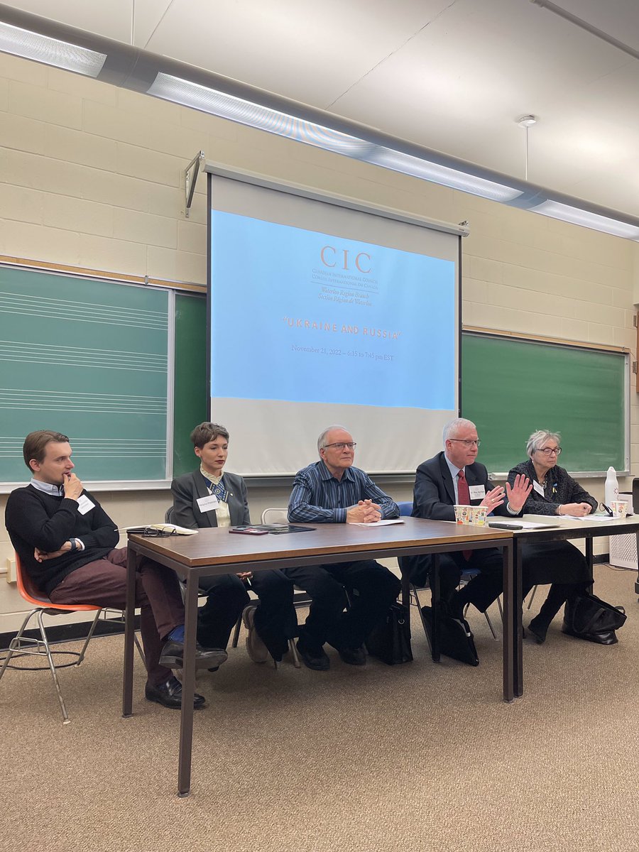 RoyNorton1's tweet photo. Pleased to co-moderate (w/@DLHinTO) the @CanadianRegion discussion: “Ukraine&amp;Russia-Understanding the War, Assessing its Global Impact&amp; Evaluating Possible Outcomes&amp; Implications” featuring @galinapadalkoua @ALanoszka @IvanJaworsky @thecic @UWaterloo @BalsillieSIA @LaszloSarkany https://t.co/fb7LoLWE9t
