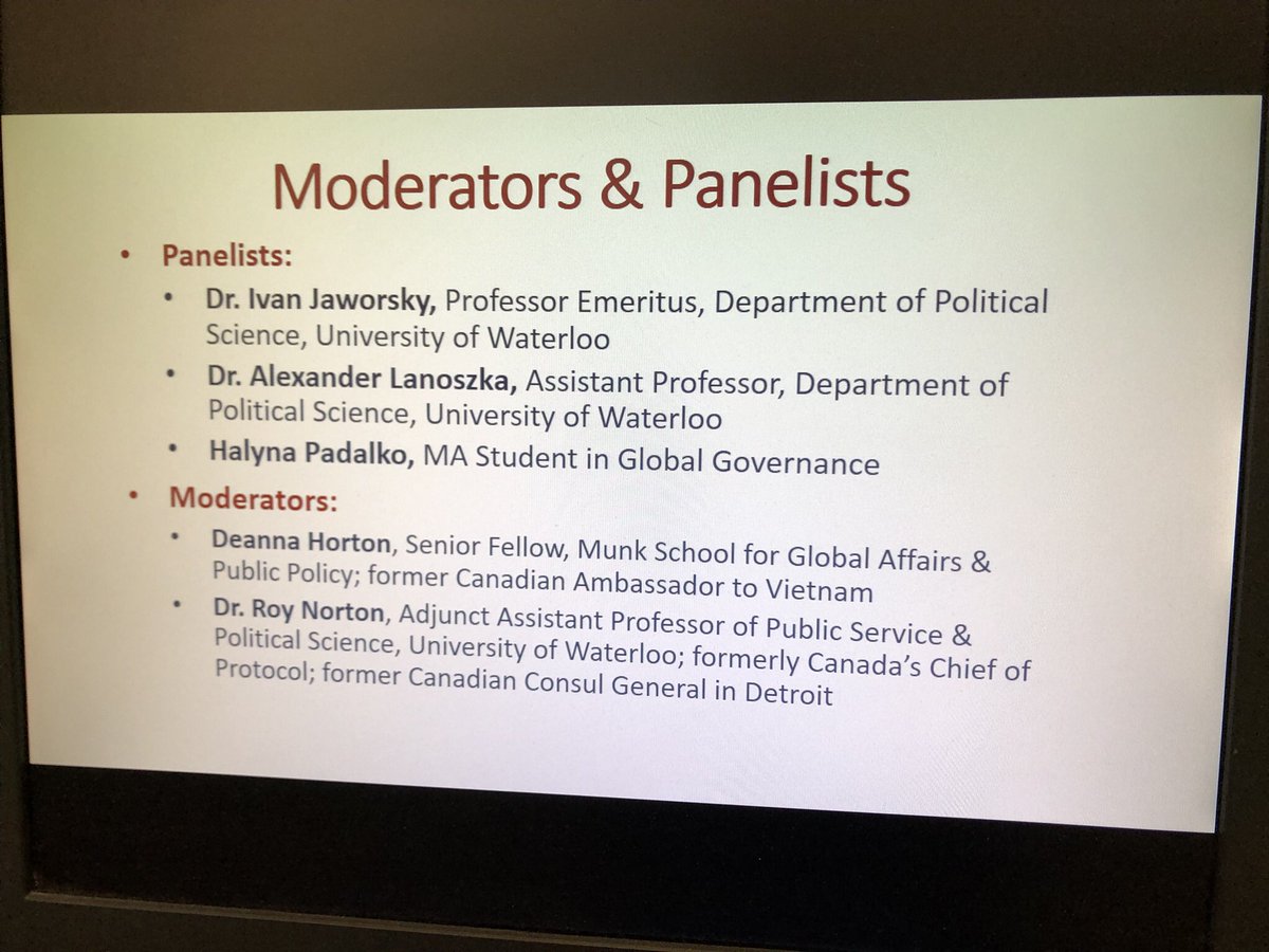 RoyNorton1's tweet photo. Pleased to co-moderate (w/@DLHinTO) the @CanadianRegion discussion: “Ukraine&amp;Russia-Understanding the War, Assessing its Global Impact&amp; Evaluating Possible Outcomes&amp; Implications” featuring @galinapadalkoua @ALanoszka @IvanJaworsky @thecic @UWaterloo @BalsillieSIA @LaszloSarkany https://t.co/fb7LoLWE9t