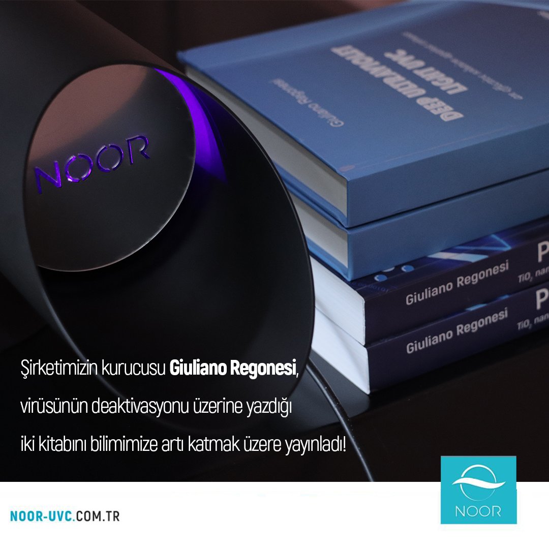 NoorUvc's tweet photo. Şirketimizin kurucusu Giuliano Regonesi, virüsünün deaktivasyonu üzerine "Deep Ultraviolet Light UVC" ve "Upper Room Ultraviolet Germicidial Irradiation Collection Of Studies" isimli iki kitabını bilimimize artı katmak üzere yayınladı!

#bilim #kitap #yayın #ultraviyole  #uvc https://t.co/gTSe7givOV