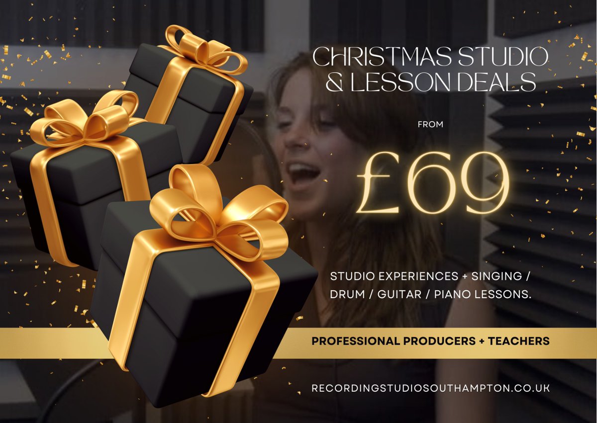 Give the gift of music this #Christmas with our #recordingstudio &amp; #musiclesson offers 🎁 Inc singing/drum/piano/guitar lessons &amp; recording studio sessions recordingstudiosouthampton.co.uk/gift-vouchers/ #christmasdeals #christmasvouchers #southampton #southamptonuk #southamptonmusic #christmasideas