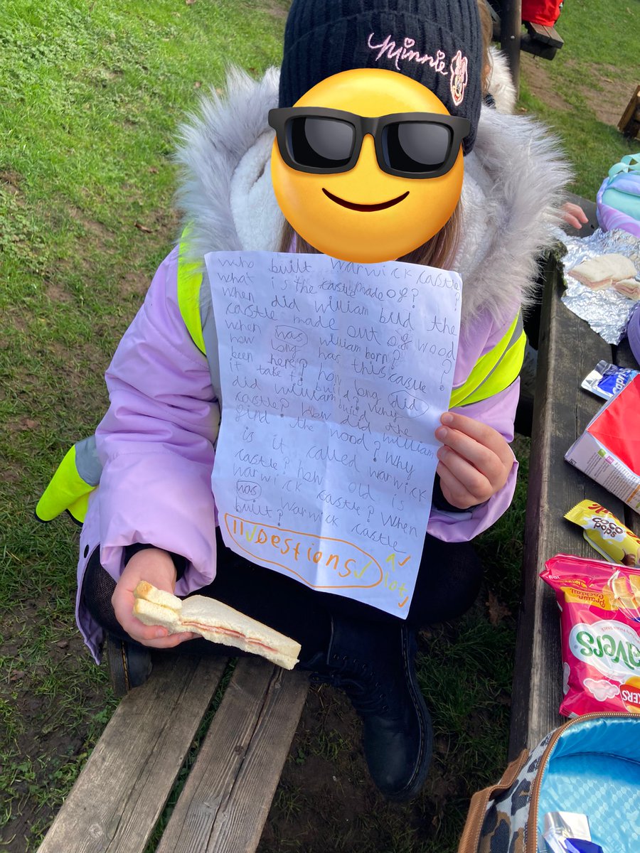 PegasusPrimary's tweet photo. A special well done to Talía in Year 2 who came to the trip today with a list of questions she wanted to know about Warwick Castle by the end of the day. Showing brilliant curiosity. 👏🏼👏🏼 #scalingnewheights #learningthroughcuriosity https://t.co/eb5dOU4O55