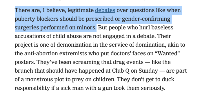 using your op-ed about the murder of trans people to make sure you link to a (sloppy, poorly researched) story about how teens shouldn't get on hormones is disgusting and infuriating. i dont expect more from the Times at this point but I hope @michelleinbklyn feels ashamed