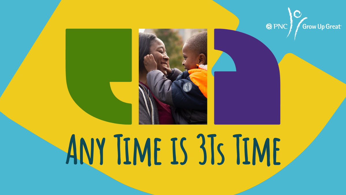 TMWCenter's tweet photo. We're celebrating three years of our #AnyTimeIs3TsTime campaign! With the support of @PNCBank and #PNCGrowUpGreat, this campaign empowers parents to #TuneIn, #TalkMore, and #TakeTurns and make the most of daily interactions. Explore our free #3Ts tool: https://t.co/RX3s4jc1An https://t.co/YG77IQqO1H