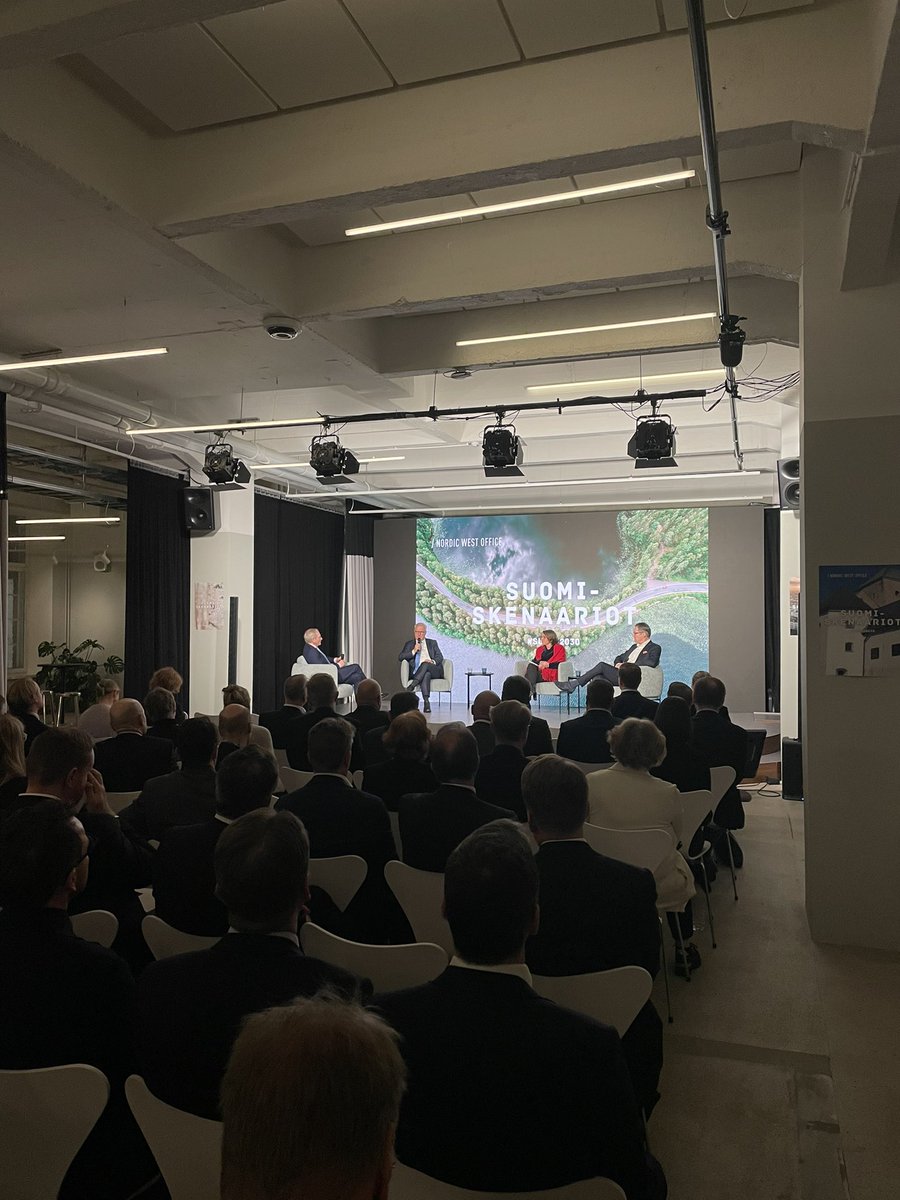 Miltä Suomi näyttää vuonna 2030? Tänään keskustelemme Suomen tulevaisuudesta uuden hankkeemme kickoffissa. Mukana paneelissa <a href="/ristoej/">Risto EJ Penttilä</a> <a href="/RistoMurto/">Risto Murto</a> <a href="/ollirehn/">Olli Rehn</a> <a href="/BjorklundElina/">Elina Björklund</a> #suomi2030 nordicwestoffice.com/suomi2030