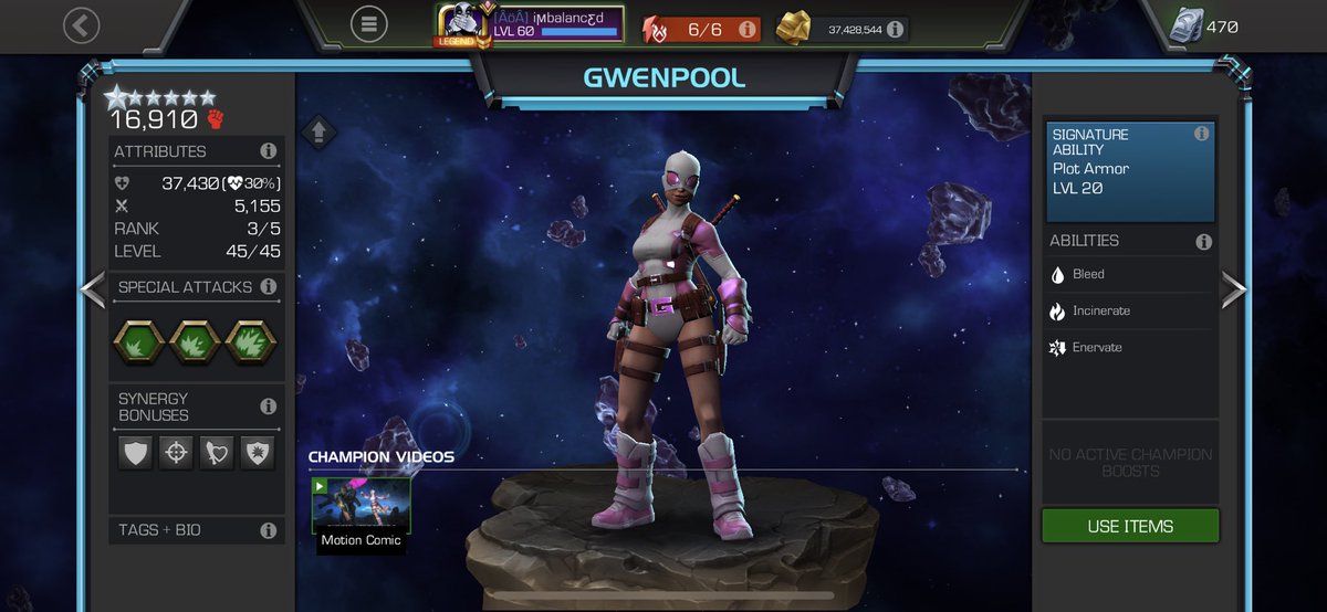 imbalanc3d's tweet photo. Yo, yo, Yo,
@MarvelChampions , this is #94 (6* rank3+).
Going all in, in the โpoolโ, itโs going to olympic size. Iโm thinking Platinum Pegasus will be the next to taste rank 4 materials. ;)
@karatemike415 you taken Gwen from r2 to r3 yet? ๐
#DP #DPX #Platinumpool #Goldpool https://t.co/WOqGnGRmlR