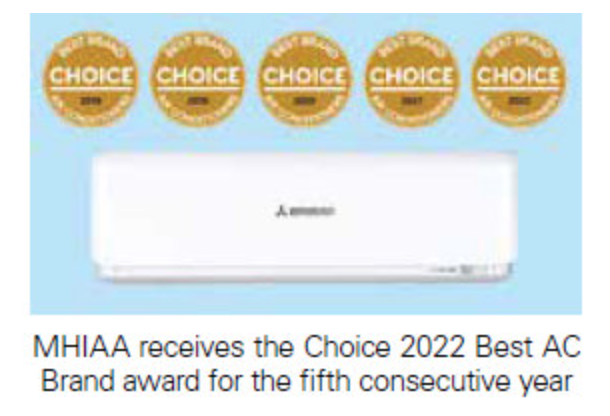 JARNmagazine's tweet photo. #Mitsubishi Heavy Industries Air-Conditioners #Australia (#MHIAA) has been awarded the Choice 2022 Best Brand of Air Conditioners award for the fifth consecutive year.

@MHI_Group 
#HVAC #technology #innovation #product #airconditioner #award #customers 

https://t.co/jgeVaL4kgc https://t.co/kl5CO2jQFy