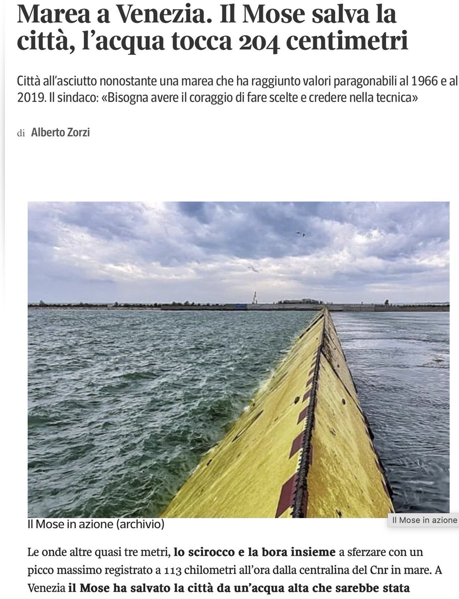 Oggi il MOSE protegge Venezia dalla marea più alta da 50 anni (210cm), cosa sarebbe successo senza? Dobbiamo essere orgogliosi della tecnologia italiana, unica al mondo