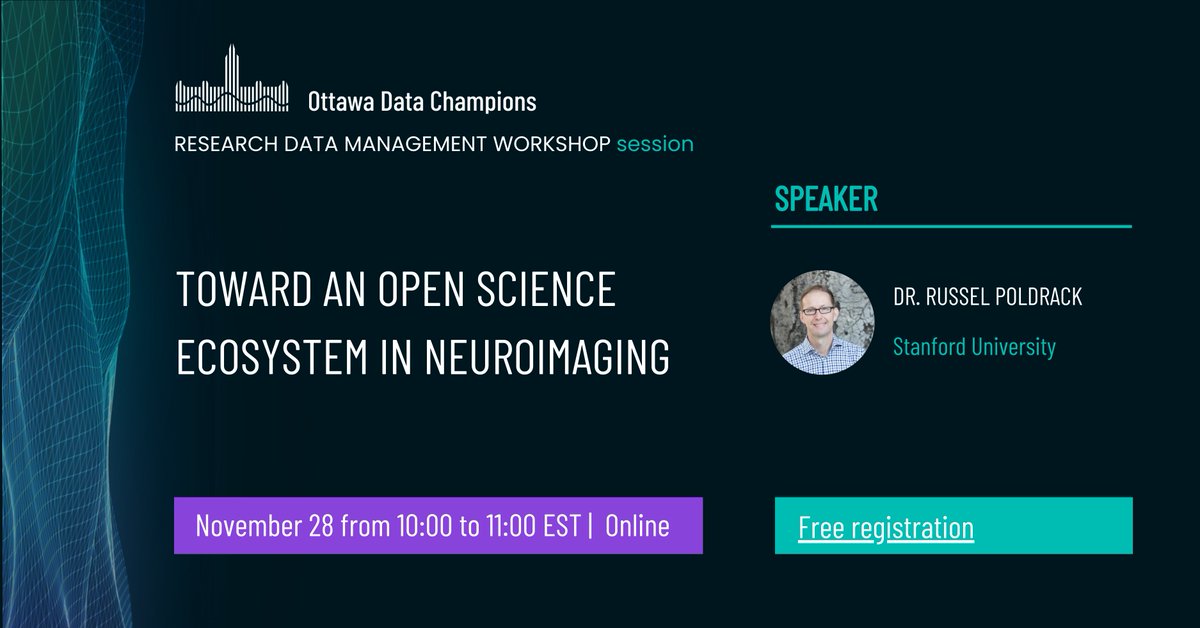 OHRI Journalology (@_journalology) on Twitter photo 📢New free workshop alert!
Dr. <a href="/russpoldrack/">Russ Poldrack</a> will discuss the features of neuroimaging data and how to manage and share neuroimaging data.
Monday, November 28 at 10 am EST.
Share w/ your network and register here 👉
uottawa-ca.zoom.us/meeting/regist… 📢New free workshop alert!
Dr. <a href="/russpoldrack/">Russ Poldrack</a> will discuss the features of neuroimaging data and how to manage and share neuroimaging data.
Monday, November 28 at 10 am EST.
Share w/ your network and register here 👉
uottawa-ca.zoom.us/meeting/regist…