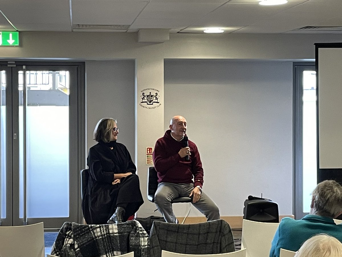 Gloscricket's tweet image. A huge pleasure to host @IanOllie7 and his wife Kim today, who spoke passionately about the challenges of raising deaf children.

They took part in a @CfDHoH session on deafness and inclusivity at the Seat Unique Stadium, as Glos strives to provide a welcoming venue for all 🤗