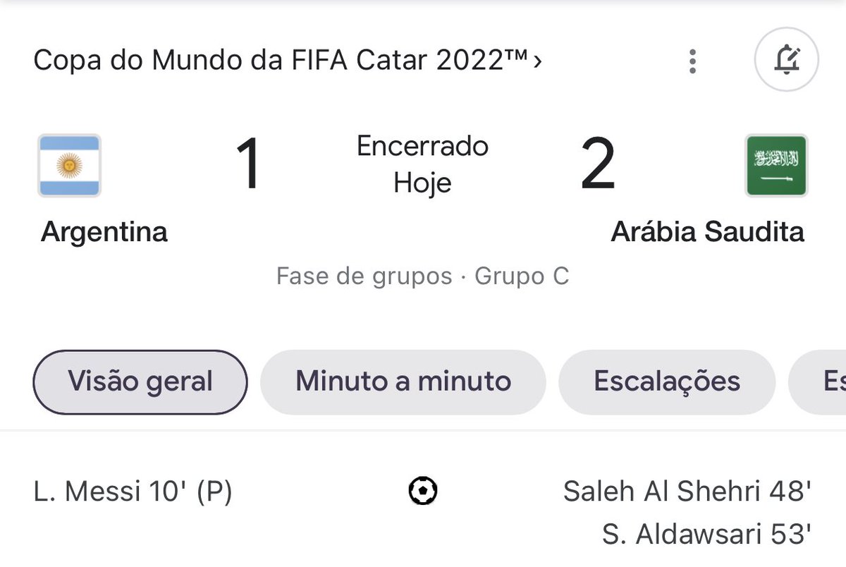 brunomarinhosp's tweet photo. Argentina perdeu o primeiro jogo da copa. Estou muito triste.

KkkkkkkkkkkkkkkkkkkkkkkkkkkkkkkkkkkkkkkkkkkkkkkkkkkkkkkkkkkkkkkkkkkKkkkkkkkkkkkkkkkkkkkkkkkkkkkkk

#FIFAWorldCup #Argentina #ArgentinaArabiaSaudita #WorldCup2022 #Qatar2022 https://t.co/IeOdjeN4pu